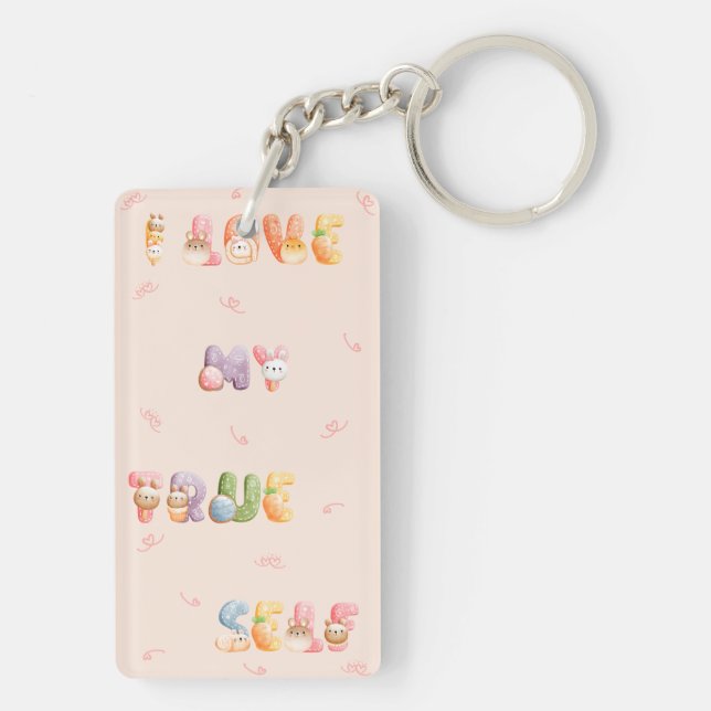 J'aime mon vrai moi | Porte-clés de motivation pos (Dos)