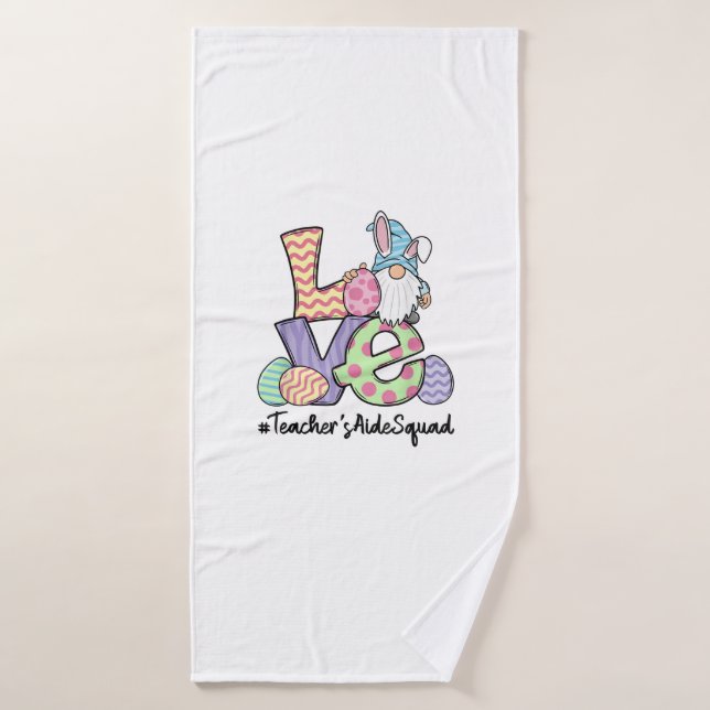 J'aime Pâques Assistante de l'enseignant Gnomes En (Serviette de bain)