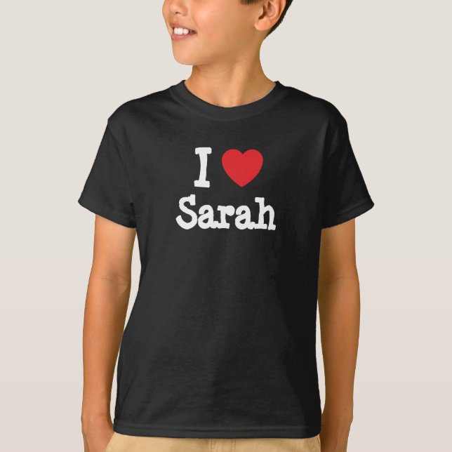 J'aime Sarah heart T-Shirt (Devant)