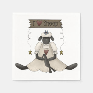 J'aime serviettes en papier mouton