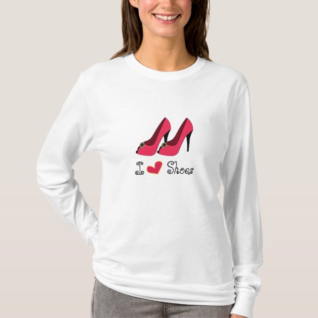 J'aime T-shirt de douille de chaussures (de coeur) (Devant)