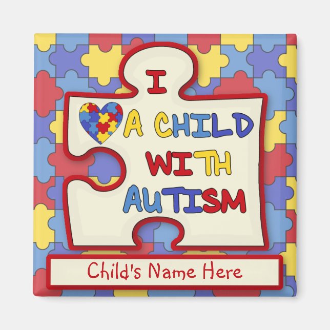 J'aime un enfant avec Autism Fridge Magnet (Devant)