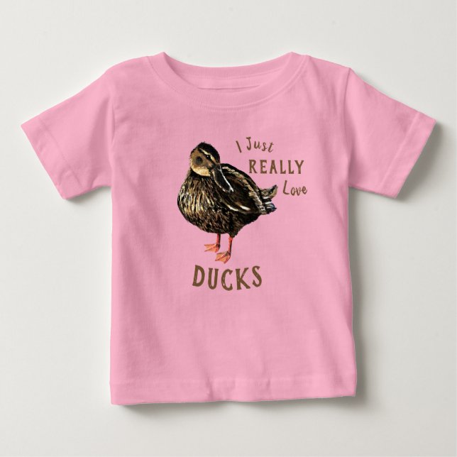 J'Aime Vraiment Les Canards T-Shirt Baby (Devant)