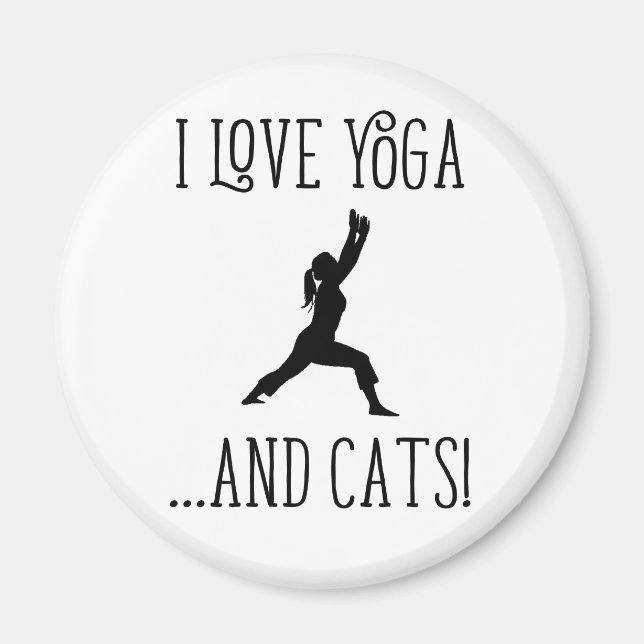J'aime Yoga et chats Black Letters Magnet (Devant)