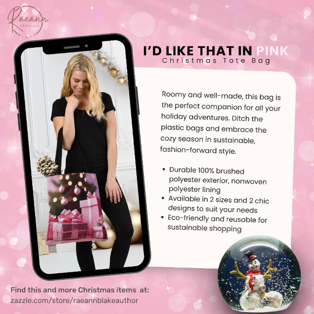 J'aimerais ça dans le Sac fourre-tout de Noël rose (Créateur téléchargé)
