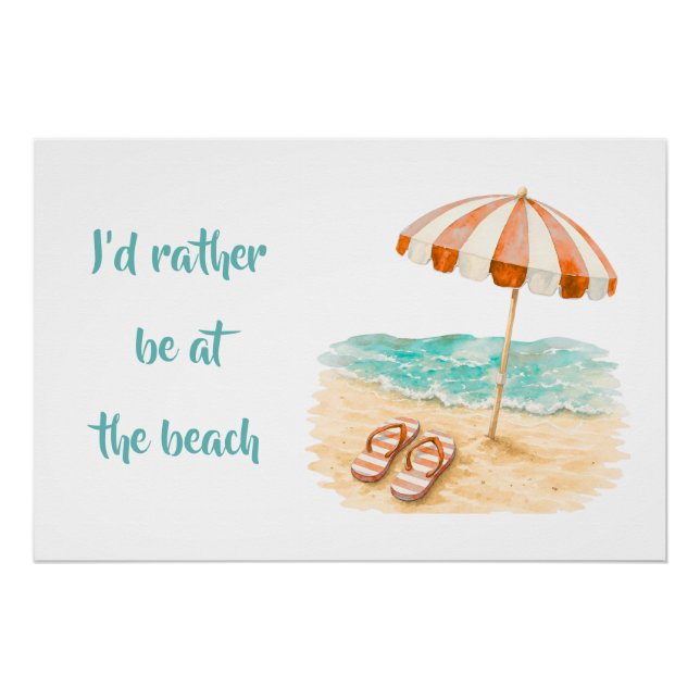 J'aimerais mieux être à la plage Poster (Devant)