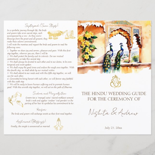 Jaipur paons programme des rituels mariages indien (Devant)