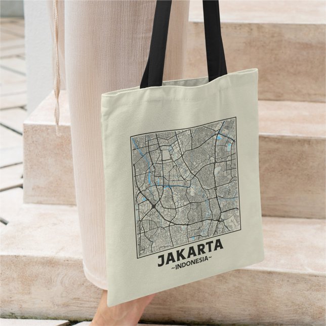 Jakarta, Indonesia, City Map Tote Bag (Créateur téléchargé)