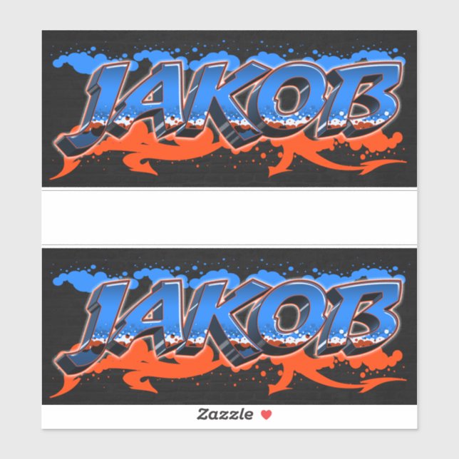 Jakob prénom nom graffiti autocollant sticker (Feuille)