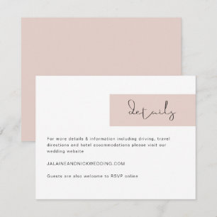 JALAINE Modern Blush Pink Mariage Détails Carte