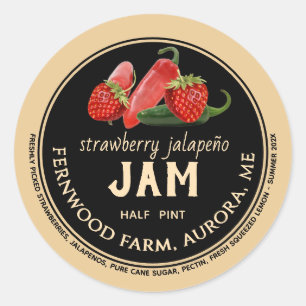 Jalapeno de fraise Jam Jar Étiquette Jelly maison