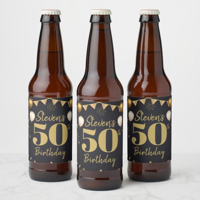 Jalon Anniversaire Gold Black Bière Étiquette (Bouteilles)