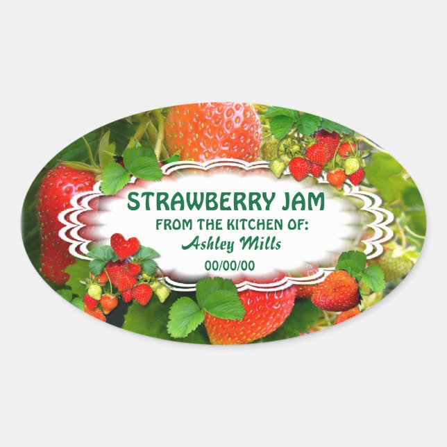 Jam aux fraises ~ Sticker ovale # 2 (Devant)