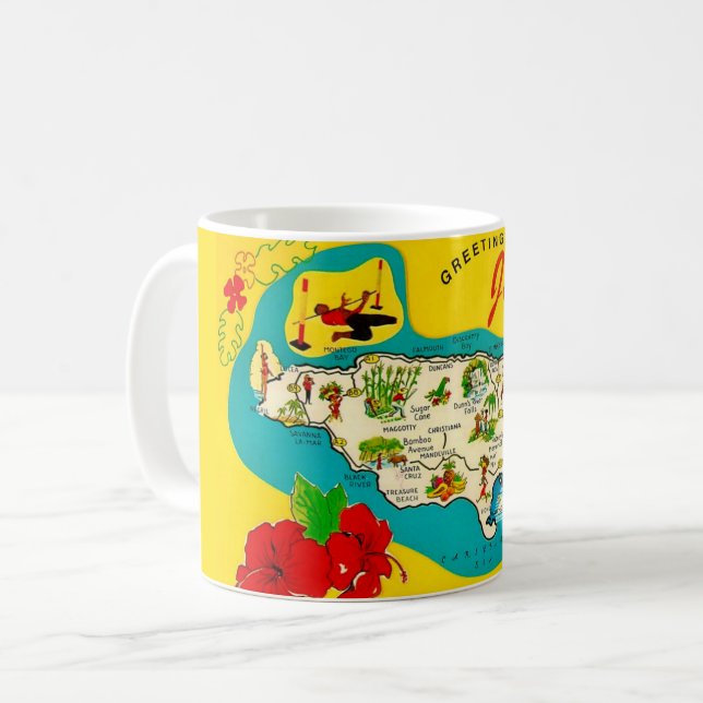 Jamaica Illustrated Map Postcard Mug (Devant gauche)