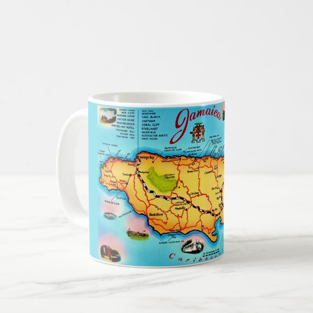 Jamaica Map Postcard Mug (Devant gauche)