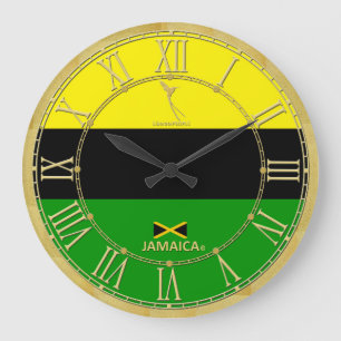 Jamaïcaine Couleurs Or chiffres romains Horloge mo