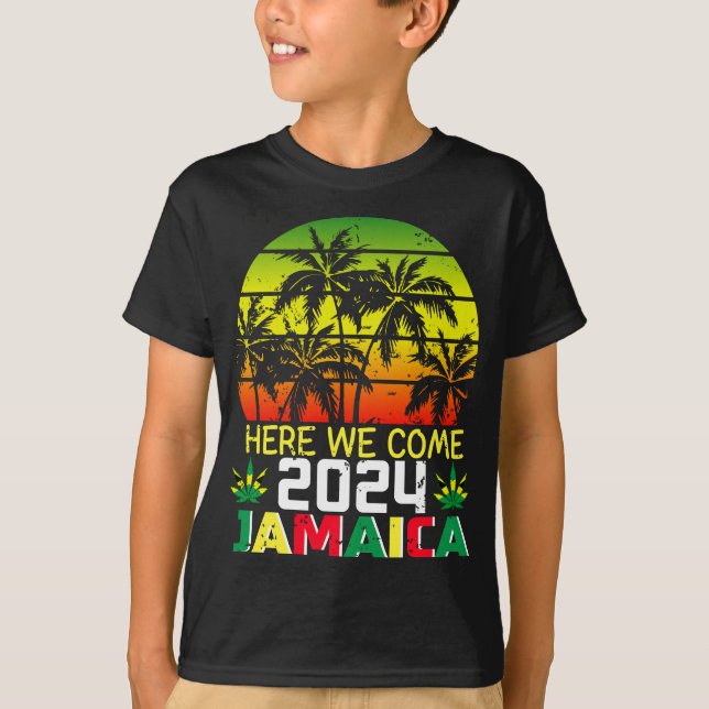 Jamaïque 2024 Ici Nous Venons Garçon T-Shirt (Devant)