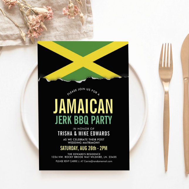 Jamaïque Cuisine à thème | Invitation du drapeau d (Créateur téléchargé)