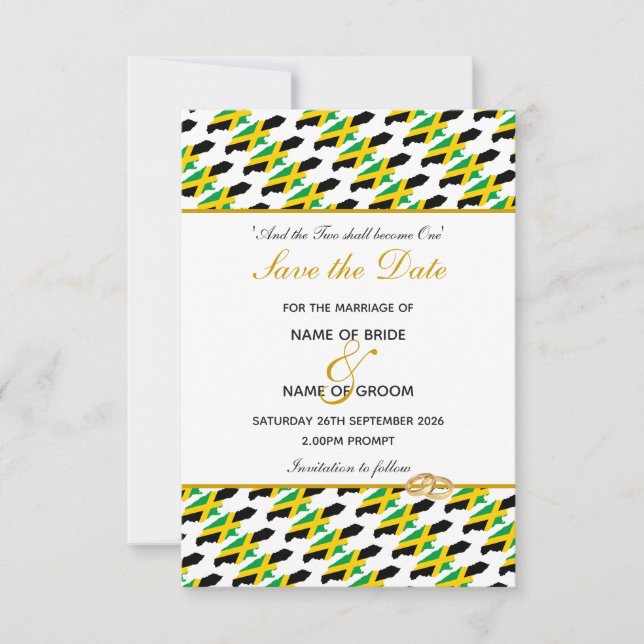 JAMAÏQUE Invitation de célébration de mariage à re (Devant)
