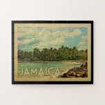 Jamaïque Jigsaw Puzzle Vintage voyage<br><div class="desc">Design jamaïcain de style Vintage voyage avec une scène tropicale avec des palmiers.</div>
