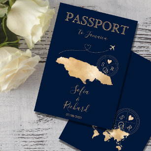 Jamaïque Mariage Destination Passport Invitation