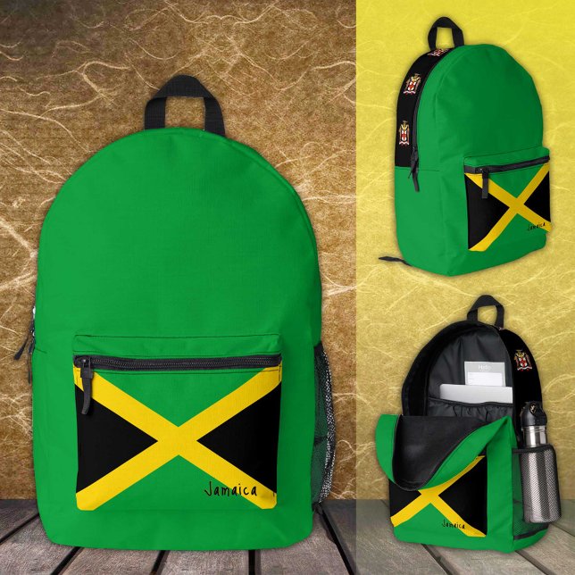 Jamaïque, sac à dos vert, drapeau jamaïcain / patr (Créateur téléchargé)