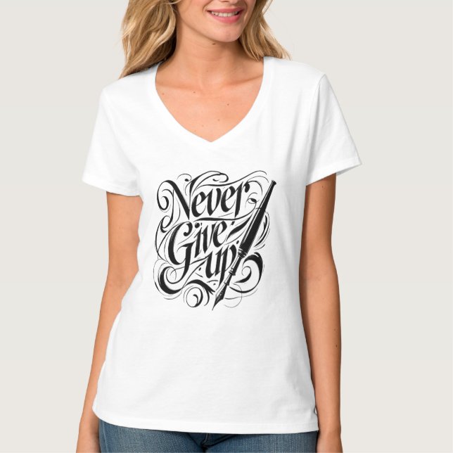 Jamais abandonné - Elégant T-shirt design de calli (Devant)