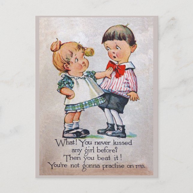 Jamais embrassé une carte postale fille (Devant)