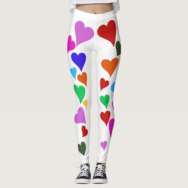 jambières de coeur arc-en-ciel, leggings de coeur, (Devant)