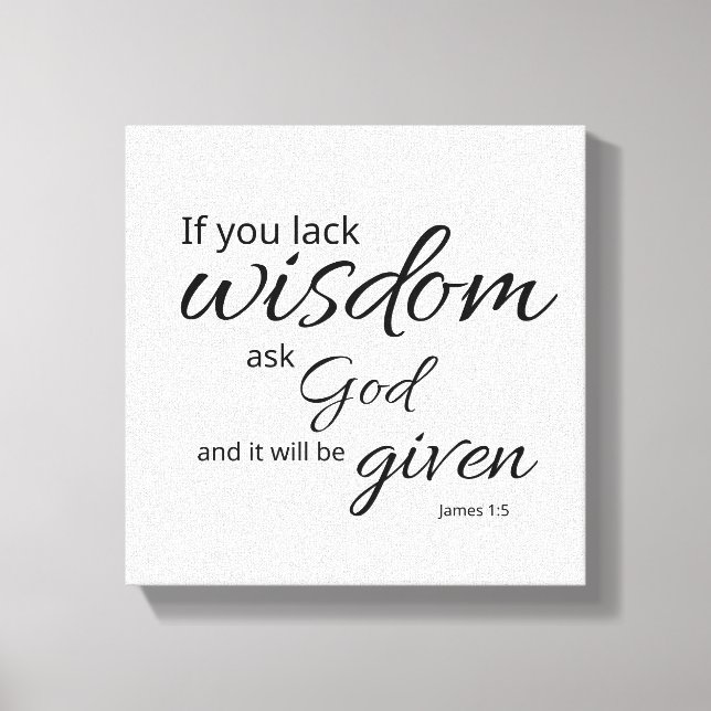 James 1:5 Texte sur Toile | La Sagesse de Dieu (Recto)