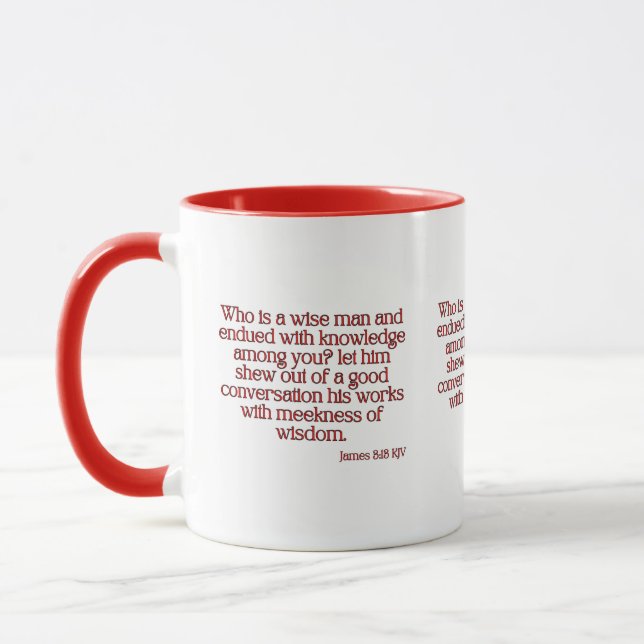 James 3:13 KJV Bible Verse Mug à deux tons (Gauche)