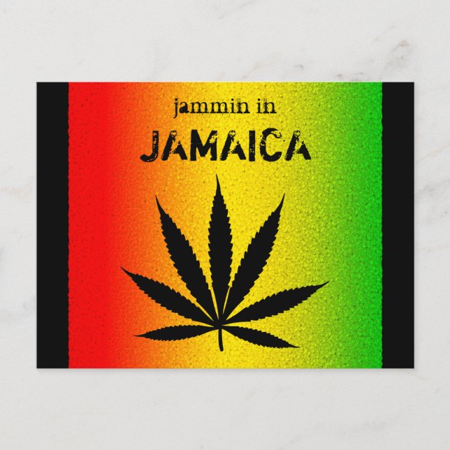 Jammin en Jamaïque Black Reggae Rasta Leaf carte p (Devant)
