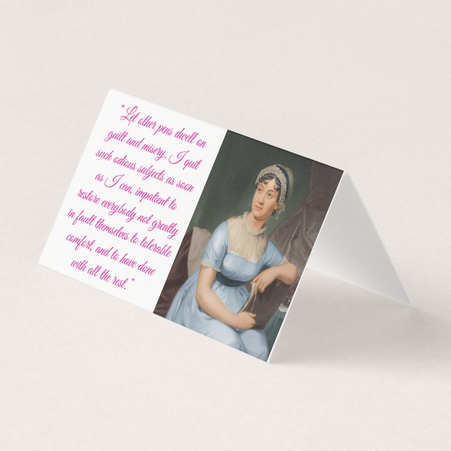 Jane Austen avec citation (rose) Carte pliée (Front)