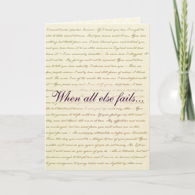 Jane Austen Fierté et préjugés Carte Lizzie Bennet (Devant)