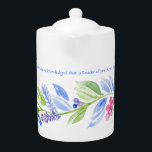Jane Austen Motto Floral Teapot<br><div class="desc">Jane Austen Motto Floral Teapot : "C'est une vérité universellement reconnue qu'un lecteur de Jane Austen doit avoir besoin de thé :)" Jane Austen Motto Teapot floral peint à la main, idéal pour tous les fans de Jane Austen. Tout lecteur Jane Austen doit être à la recherche d'une théière !...</div>