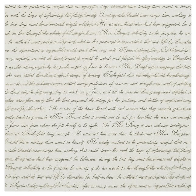 Jane Austen Texte noir sur tissu crème antique (Échantillon)