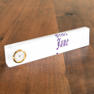 Jane, Nom, Logo, Plaque De Nom De Bureau Avec Horl