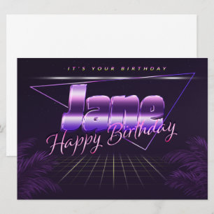 Jane prénom carte rétro lilas anniversaire