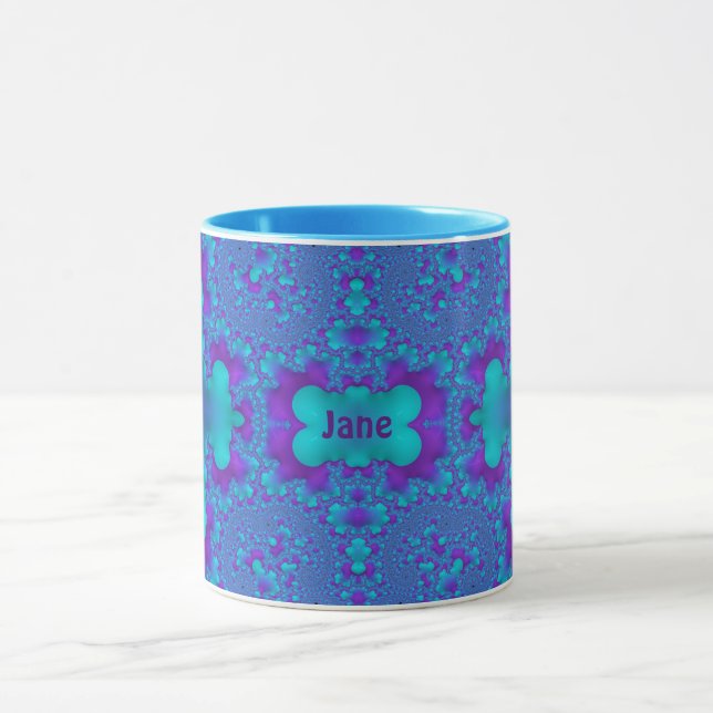 JANE ~ Zany 3D Fractal ~ Mug bleu et violet (Centre)