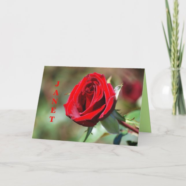 Janet Bonne Carte Rouge Rose Anniversaire (Devant)