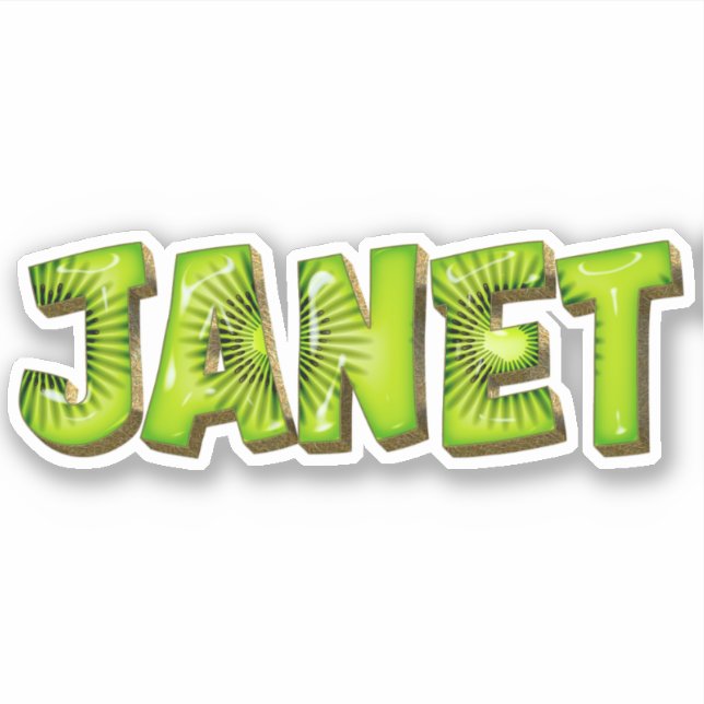Janet Nom Kiwi Design Autocollants (Devant)