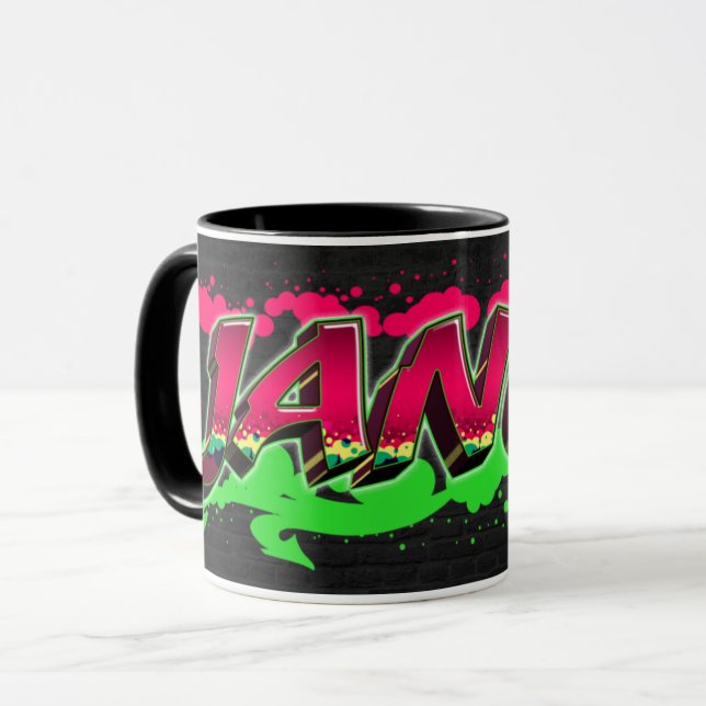 Janet prénom Graffiti red Tasse verte (Devant gauche)