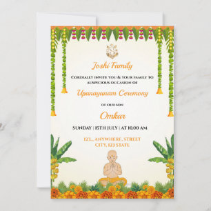 Janoi Cérémonie Invitation carte, Upanayanam Card