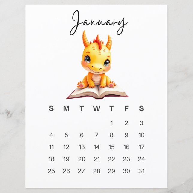 January Baby Dragon Art Print Whimsical Fantasy  (Devant)