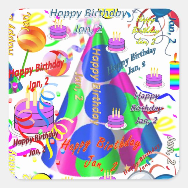 Janvier, 2 Stickers Anniversaires de enfants (Devant)