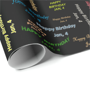 Janvier, 4 Anniversaire Papier cadeau