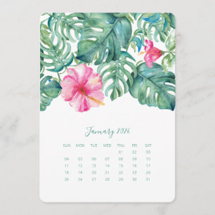 Janvier Bureau Top Calendrier Carte Hibiscus