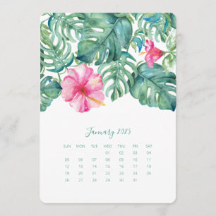 Janvier Bureau Top Calendrier Carte Hibiscus
