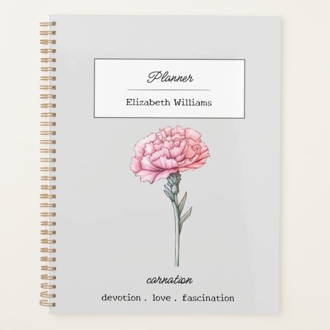 JANVIER CARNATION FLEURS DE NAISSANCE PERSONNALISÉ (Devant)