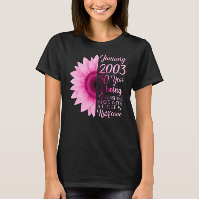 Janvier Fille 2003 TShirt 20 ans 20e anniversaire (Devant)